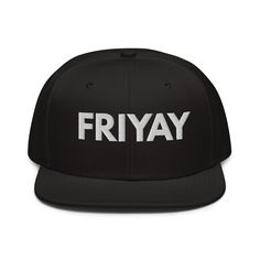 Get ready for the weekend vibes with our FRIYAY Mesh Back Snapback Hat! Crafted for style and comfort, this trendy headwear is perfect for embracing the Friday spirit. Snap it back and let the fun begin! Order yours now and step into the weekend in style! This is the snapback of your dreams! It's structured and high-profile, with a flat visor and a subtle grey under visor. • 85% acrylic, 15% wool • Structured, 6-panel, high-profile • Plastic snap closure • Grey under visor • Head circumference: Weekend Party, Powerful Art, Let The Fun Begin, Life Challenges, Navigating Life, Weekend Vibes, Ad Campaign, Snapback Hats, Party Hats