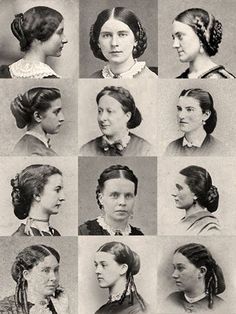 1860s hair tutorial - Google Search 1850s Hairstyles, 1860s Hairstyles, 19th Century Hair, Hairstyles Layered, 1860 Fashion, Women's Hairstyles