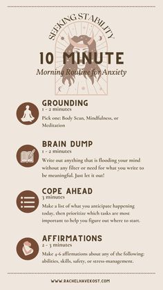 Morning Routine for Anxiety or Stress Losing 40 Pounds, Writing Therapy, Body And Mind, Mental And Emotional Health, Self Care Activities, Healthy Mind, Coping Skills, 10 Minute, Self Care Routine