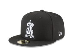 LA Angels Black & White Fitted Cap - Craze Fashion Black And White Hats, Anaheim Angels, Red Socks Fan, Flat Bill Hats, New Era Hat, Angels Logo, New Era Fitted, Los Angeles Angels, Camo Colors