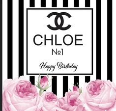 a chanel birthday card with pink roses