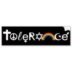 a sticker with the word tolerce in white and rainbows on it