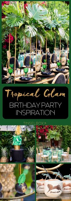 an image of a tropical party with food and decorations