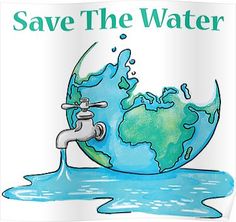 save the water poster with earth and faucet