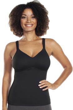 Wire-free support, padded comfort straps, and beautiful smoothing fabric make this Molded Cup Camisole the perfect everyday tank from the boardroom to the Bedroom Fabric, Correct Bra Sizing, Occasion Dresses Wedding, Black Camisole, Perfect Bra, Tunic Tank Tops, Swimsuits For All, Charcoal Color, Cocktail Dress Party