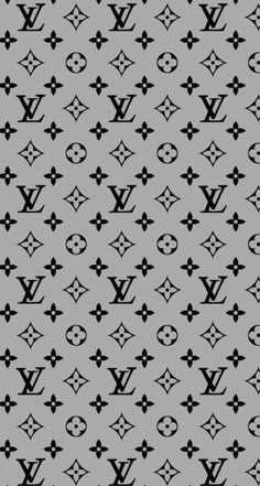 louis vuitton wallpaper pattern with black and white designs on grey background stock photo