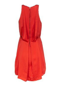 This bright casual dress is the perfect piece to wear with a denim jacket or even a cardigan! From Rebecca Taylor comes this relaxed fit frock with front pleating and the perfect material for lots of movement. Size 6 100% Polyester A-line silhouette Pleated bodice and skirt High neck neckline Zippered back Waist 27" Bust 30" Total length 33.5" Casual A-line Dress With Back Zipper, Casual Dresses With Back Zipper For Date Night, Casual Dress With Back Zipper For Date Night, Casual Dresses For Date Night With Back Zipper, Summer Casual Dress With Back Zipper, Casual Pleated Orange Dress, Trendy Spring Dress With Back Zipper, Casual Orange Pleated Dress, Casual Dresses With Pleated Waist For Casual Wear