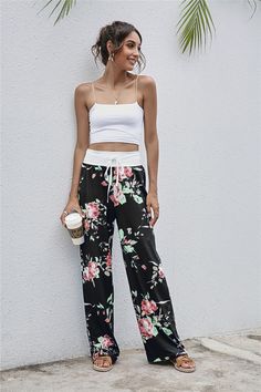 Product Name: Women's Yoga Pant Casual High Waist Loose Pants Floral Print Wide Leg Pants Item NO.: 21215962 Weight: 0.3 kg = 0.6614 lb = 10.5822 oz Category: Clothing> Women> Jeans & Pants Creation Time: 2023-02-04 Product Name:Women's Pant Ladys Casual High Waist Loose Pants Comfy Stretch Floral Print Wide Leg Pants Yoga PantEdition type:Reguar FitHem Type: Regular HemThickness:Mid-weightDesign Elements:Floral PrintMaterial:100% PolyesterWashing Mode: Machine WashSize:S,M,L,XL,2XL,3XLWeight:25 Black Spring Loungewear Pants, Black Floral Print Wide Leg Pants, Black Floral Print High-waisted Pants, Casual Black Floral Print Pants, High-waist Black Floral Print Pants, Black High-waist Floral Print Pants, Black High-waist Pants With Floral Print, Stretch Black Floral Print Pants, Stretch Black Pants With Floral Print