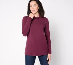 Get back to beautiful basics with this easy-to-layer mock neck top in polished Primabelle knit. From Belle by Kim Gravel. Kim Gravel, Mock Neck Top, Get Back, Mock Neck, Top Blouse, Tops & Tees