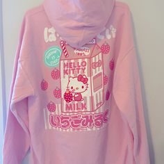 New Sanrio Hello Kitty Strawberry Milk Pink Hoodie Fleece Inside. Kangaroo Pockets. 50% Cotton, 50% Polyester. Approximate Pit To Pit Flat Measurements: Small: 20” Medium: 21.5” Large: 23.5” Brand New. Super Cute, Soft. Pink Kawaii Hoodie Top, Kawaii Hooded Top With Graphic Print, Harajuku Style Pink Hooded Top, Kawaii Graphic Print Hooded Top, Harajuku Style Hooded Pink Top, Pink Kawaii Hooded Top, Pink Hooded Kawaii Tops, Kawaii Graphic Print Hoodie Top, Pink Kawaii Hoodie With Letter Print