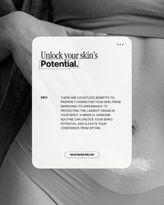 a woman's stomach is shown with the text unlock your skin's potential