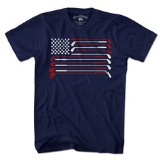 American Golfer T-Shirt For those who are familiar with the American flag and the game of golf, Chowdaheadz has created this USA inspired patriotic golfed themed American flag t-shirt. Show your patriotism and love for the game in this cleaver and stylish tee. Team Spirit T-shirt With Team Name For Golf, Team Spirit Cotton T-shirt For Golf, Sporty T-shirt With Team Name For Golf, Golf T-shirt With Graphic Print For Team Spirit, Crew Neck T-shirt With Team Name For Golf, American Flag Tshirt, The American Flag, Flag Tshirt, American Shirts