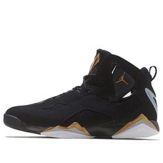 Jordan True Flight 'Black Metallic Gold' 342964-070 (SNKR/Retro/Light/Mid Top/Basketball) Casual Breathable Jordan Shoes For Sports Events, Black Throwback Basketball Shoes With Boost Midsole, Throwback Black Basketball Shoes With Boost Midsole, Black Leather Jordan Shoes For Sports, Black Leather Jordan Shoes For Sports Events, Throwback Black Basketball Shoes For Streetwear, Casual Jordan Shoes For Sports Events, Black Urban Basketball Sneakers, Urban Black Basketball Sneakers