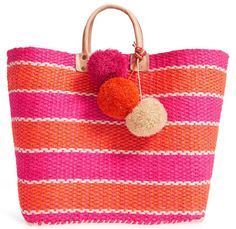 Straw Beach Tote, Types Of Handbags, Beach Totes, Color Fucsia, Women's Bags By Usage, Beach Pink