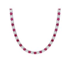 Add a little color to your everyday look with this charming Stella Grace necklace, featuring eye-catching lab-created rubies and lab-created white sapphires. Add a little color to your everyday look with this charming Stella Grace necklace, featuring eye-catching lab-created rubies and lab-created white sapphires.Click on this JEWELRY & WATCHES GUIDE to learn about fit, styles, materials and more! Metal: sterling silver Chain length: 17 in. Packaging: boxed Plating: rhodium Finish: polishedSTONE Sapphire Tennis Necklace, Grace Necklace, Tennis Necklace, White Sapphire, Sterling Silver Chain, Winter Style, Chain Lengths, Sterling Silver Chains, Chain Length