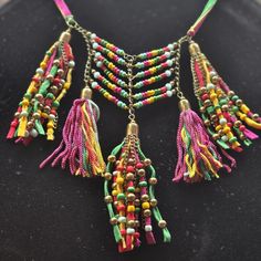 This Is A Very Beautiful Mia Necklace. Has Colorful Seed Beads On A Fabricstyle Chain. Gold Tone. Colorful Beads Jewelry For Festival Gift, Festival Jewelry With Colorful Beads As Gift, Colorful Beaded Jewelry For Festival Gift, Festival Jewelry With Colorful Beads For Gift, Multicolor Metal Beads Jewelry With Beaded Chain, Multicolor Beaded Chain Necklace With Metal Beads, Multicolor Metal Beads Chain Jewelry, Multicolor Beaded Metal Chain Jewelry, Multicolor Long Beaded Necklaces With Adjustable Chain