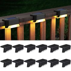 10 pack solar powered outdoor motion sensor lights for deck railings, fence posts and fences