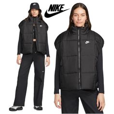 Nike Sportswear Black Puffer Vest Therma-Fit Oversized New With Tag's Msrp $110 Nike Id: Fb7679-010 If You Have Any Questions Please Ask Before Purchasing. Check Out All Of Our Other Great Items B115 Warm Enough To Keep You Comfortable But Light Enough To Keep You On The Go, This Loose Puffer Vest Is The Perfect Layering Piece. Lightweight Insulation Paired With Nike Therma-Fit Technology Manages Your Body's Natural Heat To Help Keep You Warm On Chilly Days. Zip It All The Way Up For Extra Coverage And Slip Your Hands In The Pockets When They Need A Break From The Cold. Fit & Design: * Nike Therma-Fit Technology Helps Manage Your Body’s Natural Heat To Help Keep You Warm In Cold Nike Bodywarmer, Black Puffer Vest, Women's Sportswear, Nike Id, Need A Break, Black Puffer, All The Way Up, Sportswear Women, Puffer Vest