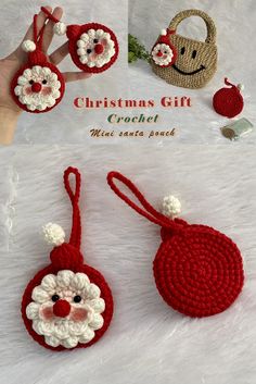 christmas gift crochet mini santa ornament set