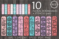 floral bookmarks and stencils part 1 svg crict eps10