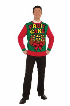 Who brought the fruit cake? You did! The retro style Fruit Cake Ugly Christmas Sweater is great for holiday parties, family gatherings and more! Cake Ugly, Funny Christmas Cards Diy, Fruit Cake Christmas, Cake Christmas, Tacky Christmas, Party Sweaters, Christmas Sweater Party