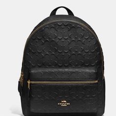 Coach Medium Charlie Backpack Signature Leather Coach Backpack With Removable Pouch For School, Coach Black School Backpack, Coach Backpack With Removable Pouch For Errands, Luxury Coach Backpack, Luxury Coach Backpack For School, Luxury Coach Leather Backpack, Coach Luxury Leather Backpack With Zipper, Luxury Coach Leather Backpack With Zipper Closure, Luxury Coach Backpack With Removable Pouch