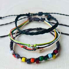 New Colorful Adjustable Woven Bracelets -Set Of 3 -100% Handmade -Made With High Quality Materials: -Waterproof Waxed Brazilian Cord -Waterproof Waxed Cord -Glass Beads - Stainless Steel Mini Tube Beads -Bundle And Save -Reasonable Offers Accepted -I Regularly Leave The Adjustable Straps Of The Bracelet A Little Long To Be Sure That It Can Adapt To Any Size Of The Wrist Of The Hand, If You Wish You Can Ask Me To Make Them A Smaller Size If You Wish. Yellow Bohemian Friendship Bracelets For Everyday, Bohemian Yellow Friendship Bracelets, Yellow Bohemian Friendship Bracelets, Everyday Yellow Beaded Friendship Bracelets, Chunky Stone Necklace, Butterfly Charm Bracelet, Vintage Sterling Silver Charms, Handmade Jewelry Bracelets, Circle Bracelet