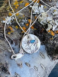 "Pendant is created with fine silver precious metal clay. All charms and findings are sterling silver, including the 18\" box chain.  Yarrow is a plant with special status. Thousands of years ago it was used in divination. Later, it was found that this plant also had medicinal effects. it grows wild and is found everywhere in Wallowa County! Your item will come gift box and with a small silver polishing cloth :)" Sterling Silver Nature-inspired Necklace For Anniversary, Nature-inspired Sterling Silver Birthstone Jewelry, Nature-inspired Sterling Silver Necklace For Anniversary, Nature-inspired Sterling Silver Birth Flower Necklace, Nature-inspired Engraved Sterling Silver Necklace, Artisan Sterling Silver Necklace With Birthstone, Sterling Silver Necklaces For Jewelry Making With Birth Flower, Silver Birthstone Necklace With Birth Flower Pendant, Artisan Silver Necklace With Birthstone