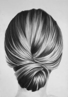 a drawing of a woman's back with her hair pulled into a low bun