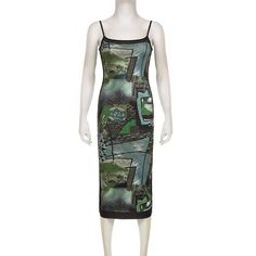 Please refer to our sizing chart for a guideline when choosing a size. 5 business days order processing time. 90% cotton 10% spandex. Casual Bodycon Midi Dress With Square Neck, Casual Square Neck Bodycon Midi Dress, Printed Spaghetti Straps Midi Dress, Summer Midi Dress With Straight Neckline And Bodycon Fit, Elegant Printed Midi Dress With Spaghetti Straps, Summer Graphic Print Midi Dress, Summer Midi Dress With Graphic Print, Summer Bodycon Midi Dress With Square Neck, Bodycon Midi Dress With Square Neck For Summer