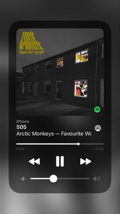 an iphone app showing the music player for arctic monkeys'album, old yellow bricks