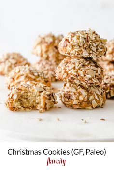 christmas cookies gf paleo are stacked on top of each other with oats