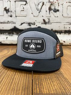 Home Bound Apparel Black Rubber Patch Trucker Snapback Hat Richardson 168 Flatbill Snapback Black Hats With Logo Patch, One Size, Black Hat With Logo Patch And Flat Bill, Black Adjustable Fitted Hat With Logo Patch, Black Outdoor Snapback Hat, Black Urban Snapback Hat For Outdoor, Black Snapback Hat For Outdoor, Black Cap For Outdoor Activities, Black Fitted Cap For Outdoor Activities, Black Flat Brim Hat For Outdoor Activities