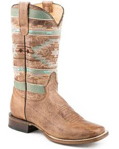 Roper Women's Mesa Western Boots - Broad Square Toe, Brown Cute Cowgirl Boots, Country Shoes, Cowboy Boots Square Toe, Womens Cowgirl Boots, Western Shoes, Brown Teal, Roper Boots, Boots Square Toe, Country Boots