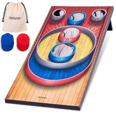 CARNIVAL ARCADE TOSS: An exciting new game that combines the fun of cornhole with classic arcade gameplay; Full set includes a 4 ft x 2 ft game board, 8 bean bags, and a tote bag. PLAY ANYWHERE: Great for indoor or outdoor play in smaller spaces where full cornhole setup might not be possible; Board measures 4 feet by 2 feet. MULTIPLE WAYS TO PLAY: Fun rules for all ages and abilities; Enjoy classic competitive rules, high score games, or make up your own. PREMIUM CONSTRUCTION: Made from premium wood composite and UV printed with fun arcade-inspired graphics designed to look like real wood; Instant setup with no assembly required. ALL-WEATHER BEAN BAGS: Includes 8 premium bean bags (4 red + 4 blue) with a heavy-duty tote bag for easy portability and neat storage. GoSports Indoor/Outdoor Co Ladder Toss, School Fall Festival, Bean Bag Toss Game, Bag Toss Game, Cornhole Game, Outdoor Bean Bag, Wood Composite, Bean Bag Toss, Corn Hole Game