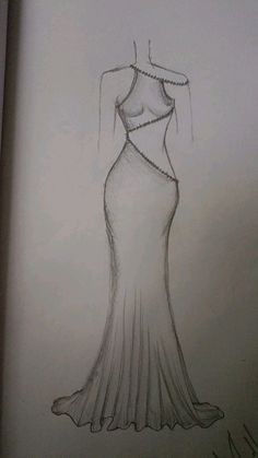 a drawing of a woman's dress in pencil