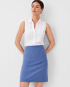 Elevate your wardrobe with the Ann Taylor Seamed Short A-Line Skirt, a testament to timeless elegance and comfort. This skirt is meticulously crafted to ensure a flattering fit for any occasion.

- **Size:** 10 Regular
- **Color:** Precious Sapphire
- **Material:** Shell - 33% Viscose, 32% Polyester, 30% Recycled Polyester, 5% Spandex; Lining - 100% Polyester
- **Length:** 21 inches long
- **Fit:** A-Line, hits above the knee
- **Closure:** Hidden back zipper with hook-and-eye closure
- **Care:* Stretch A-line Skirt For Work, Elegant A-line Skort For Workwear, Elegant A-line Skort For Work, Fitted A-line Elastane Bottoms, Elastane Flowy Skirt For Workwear, Chic Elastane Skort For Work, A-line Skort For Workwear, Fitted A-line Skirt For Workwear, Fitted A-line Elastane Skirt