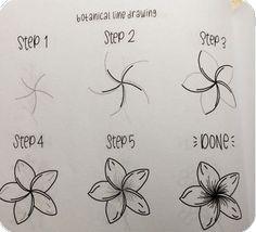 Flowers Drawing Easy Step By Step, Plumeria Drawing Step By Step, Easy Drawing Ideas Flowers, Doodle Ideas Step By Step, Easy Drawings Sketches Flowers, Flower Drawing Steps, How To Draw Things Step By Step, Tutorial Flower Drawing, Flowers Sketch Easy