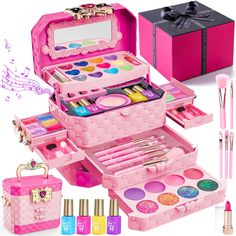 PRICES MAY VARY. 🎁Makeup & Music Box: Unleash creativity and musical joy with this enchanting makeup kit for kids! Designed as a dual-function toy, it not only includes a variety of vibrant, washable cosmetics perfect for playtime but also transforms into a magical music box that plays delightful tunes. 🎵 Musical Enchantment: Combines the charm of makeup with delightful melodies for an immersive playtime experience. 💄 Cosmetic Variety: Offers a dazzling array of makeup essentials including ey Toys For Five Year Olds, Kids Makeup Kit, Pink Toys, Nail Polish Glitter, Makeup Toys, Makeup Kit For Kids, Unicorn Makeup, Princess Toys, Cosmetic Sets