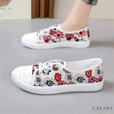 Lasaky - Canvas Sneakers: Stylish and Breathable Casual Sports Shoes in Beijing Style Canvas Shoe, Heel Slippers, Casual Sport Shoes, Painted Shoes, Canvas Sneakers, Sports Shoes, High Heel Sandals, Beijing, Canvas Shoes