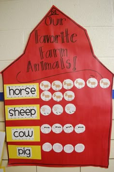 a bulletin board with farm animals on it