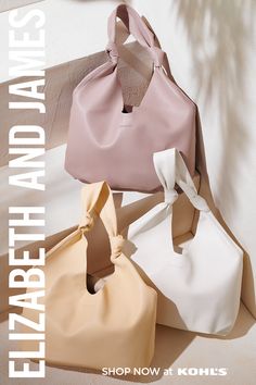 Get carried away with a new handbag for summer. Try the must-have style of the season, the knotted hobo from Elizabeth and James. It’s stylish enough to make a statement, yet roomy enough for your essentials— talk about a total win-win. Shop Elizabeth and James handbags and more at Kohls.com. #summer #handbag Summer Handbag, Tall Fashion, Purse Accessories, Elizabeth And James, Diy Bag, New Handbags, Chanel Handbags, Bag Pattern, Talk About