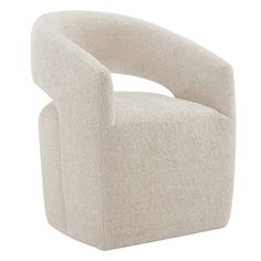 an upholstered chair with a rounded back and foot rest, made out of fabric