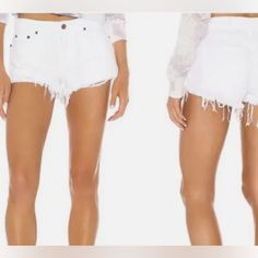 Nwt City Of Shorts Just In Time For Summer!! Great For The Beach, A Cookout, And Everything In-Between! Beach White Jean Shorts With Frayed Hem, White Beach Bottoms With Frayed Hem, White Bottoms With Frayed Hem For Beach, White Jean Shorts With Frayed Hem For Beach, White Cutoff Shorts For Vacation, White Summer Shorts With Frayed Hem, Chic Cutoff Bottoms For Vacation, White High Rise Shorts For Day Out, White Cutoff Bottoms For Beach