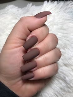 Work Manicure, Matted Nails, Matte Nail Colors, Matte Nail Art, Brown Nail, Matte Nail, Lavender Nails, Matte Nails Design, Short Square Acrylic Nails