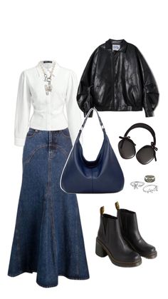 Idea of outfit with a long skirt 💙 Long Skirt Outfit, Muslimah Fashion Casual, Modest Girly Outfits, Street Style Outfits Casual, Winter Cool, Modesty Outfits, Long Skirt Outfits, Fashion Top Outfits