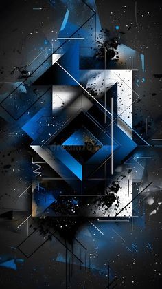 A black background with blue and white geometric shapes on it royalty free stock images Perspective Landscape, White Pattern Background, Background Science, Landscape Night, White Patterns, Background Patterns, Art Diy, Black Background, Black Backgrounds