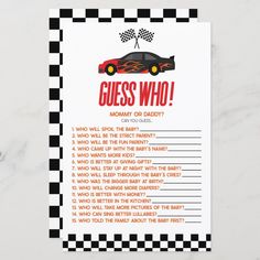 a guess game with a car on it