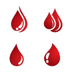 four red water drop icons on a white background