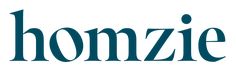 the logo for homzie is shown in blue and black letters on a white background